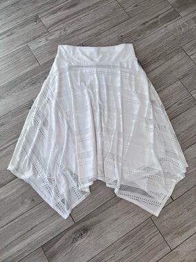 Christopher & Banks White Eyelet Handkerchief Hem, Fully Lined Skirt, Size Large